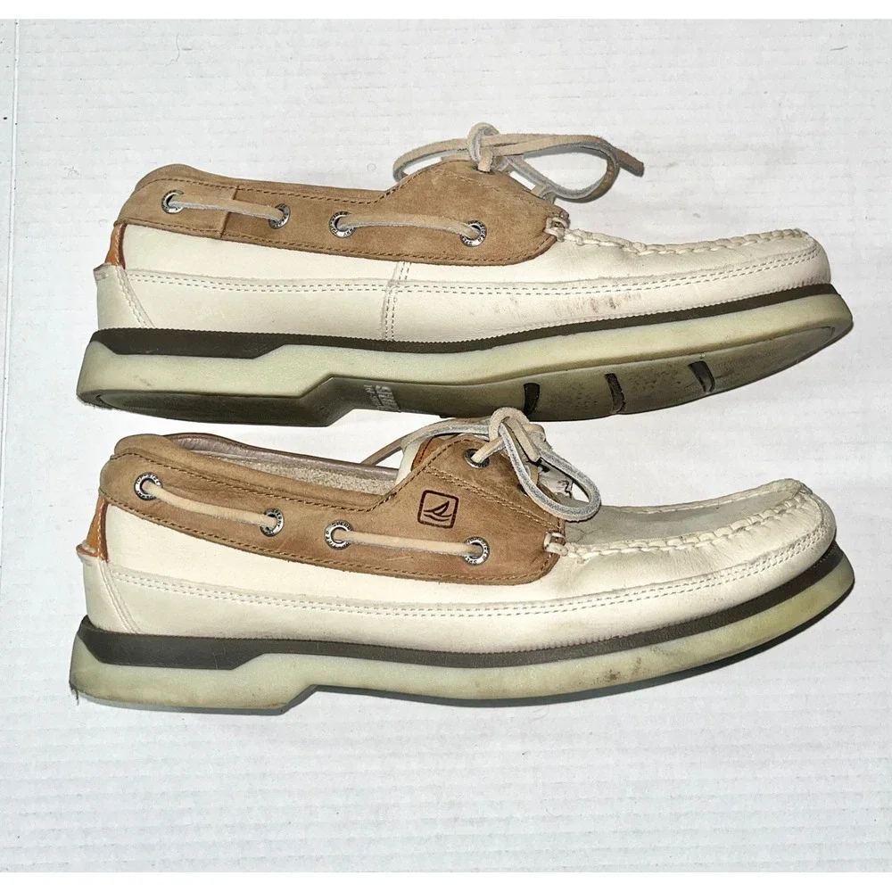 Sperry Top-Sider Mako Boat Shoes Mens 10.5‎ Tan Leather Loafers 0768101 Preppy